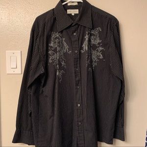 Men's black button down shirt, black, large